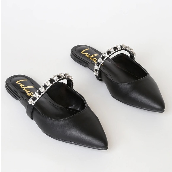🔥SOLD🔥 Lulus Arlya Rhinestone Pointed-Toe Mule Slides - Picture 2 of 14